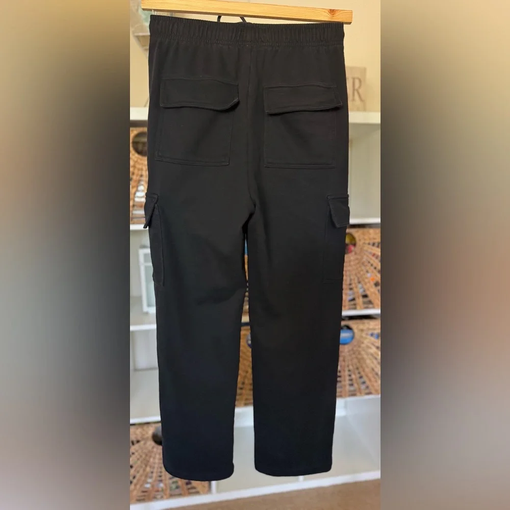 Trendy Queen Womens Cargo Sweatpants Wide Leg Baggy Fleece - Picture 2 of 4